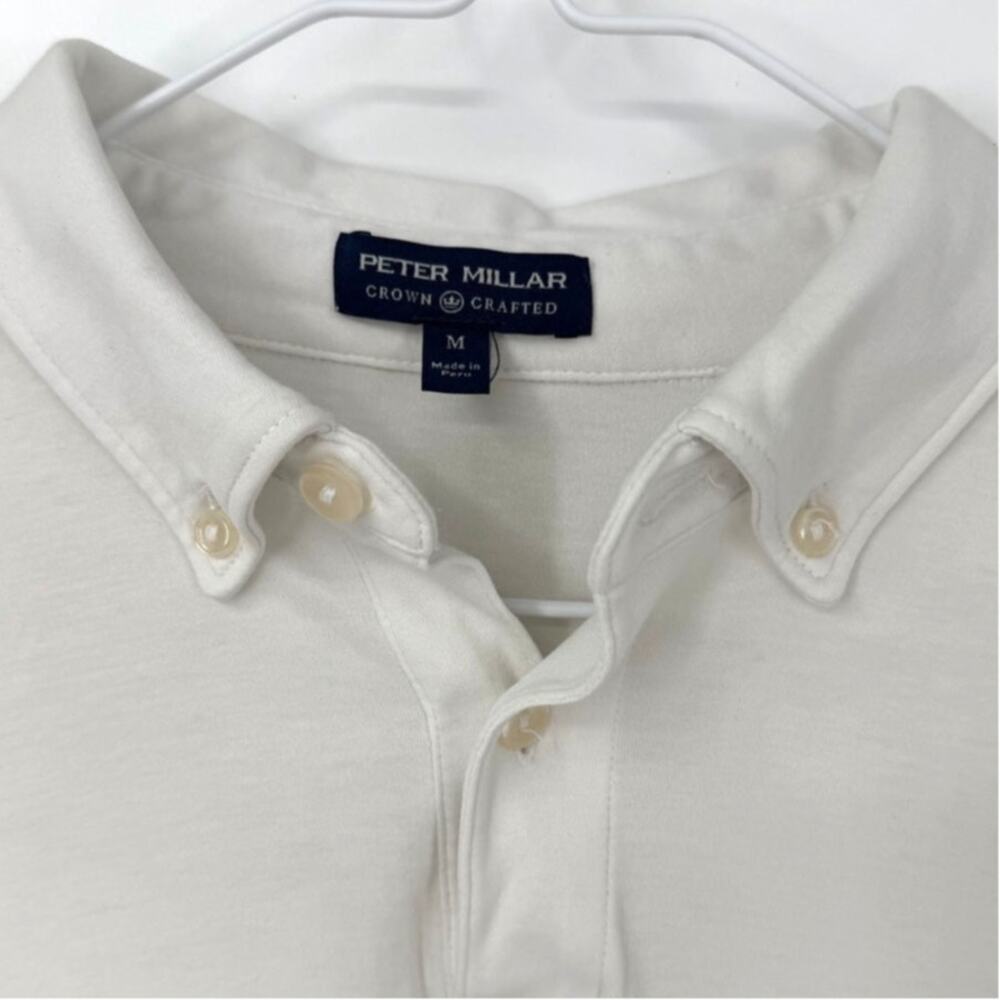 Peter Millar Pima Cotton Long Sleeve Polo White Medium - Picture 7 of 10